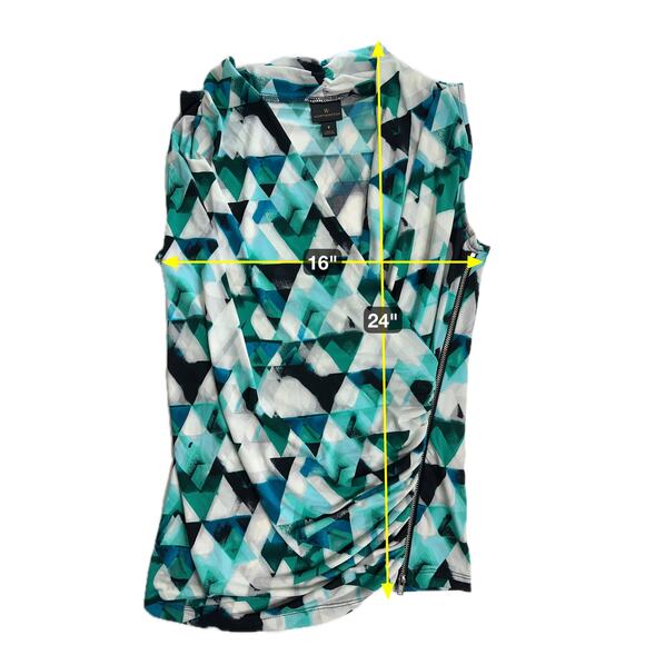 Worthington Blue/Green Geometric Sleeveless Career Blouse Womens Size Small S - Picture 9 of 9